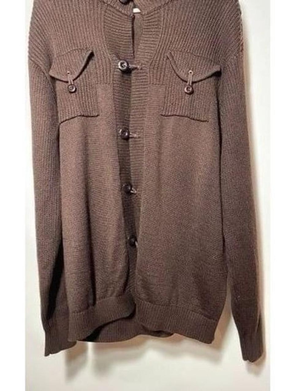 Men's Brown Button-Front Knit Sweater Cardigan